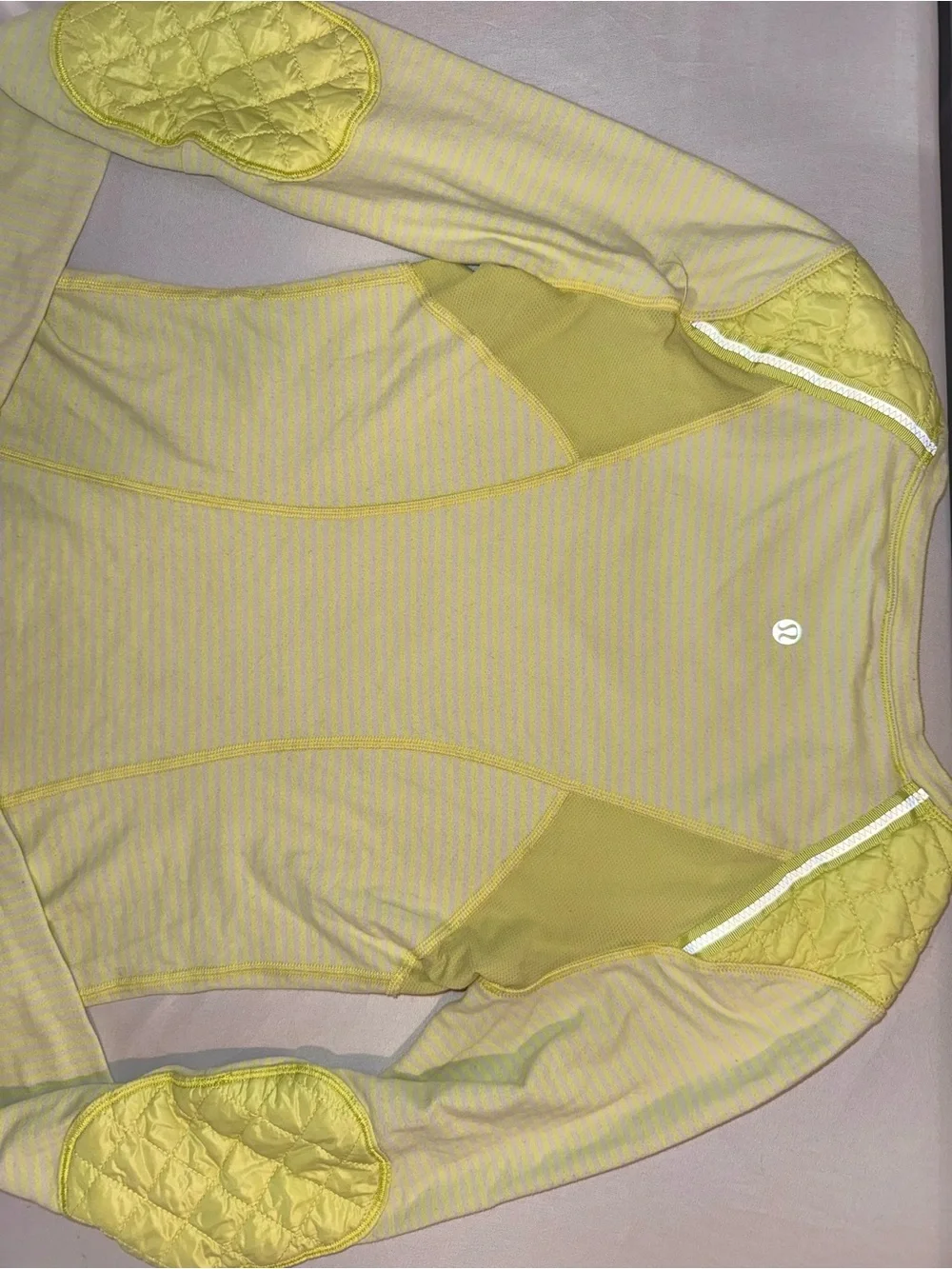 Lululemon Yellow Long Sleeve Quilted Shoulders and elbow Athletic Top Size 6